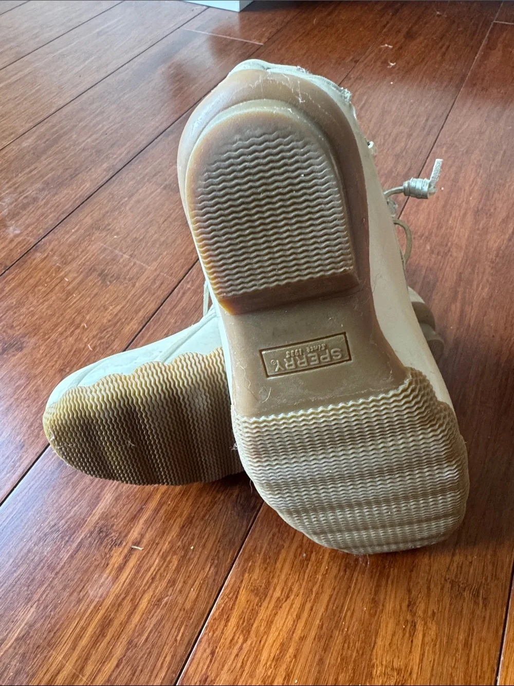 Sperry Two-Tone Beige/Tan Duck Boots with Side Zipper